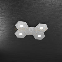 HEXAGON APPLIQUE-PLAFONIERA 4 LUCI + 1 DECORATIVO FOGLIA ARGENTO 1142-4L1D-FA