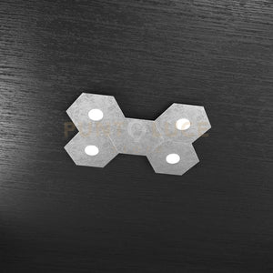 HEXAGON APPLIQUE-PLAFONIERA 4 LUCI + 1 DECORATIVO FOGLIA ARGENTO 1142-4L1D-FA