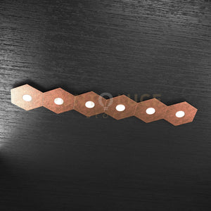 HEXAGON APPLIQUE-PLAFONIERA 6 LUCI FOGLIA RAME 1142-6L-FR
