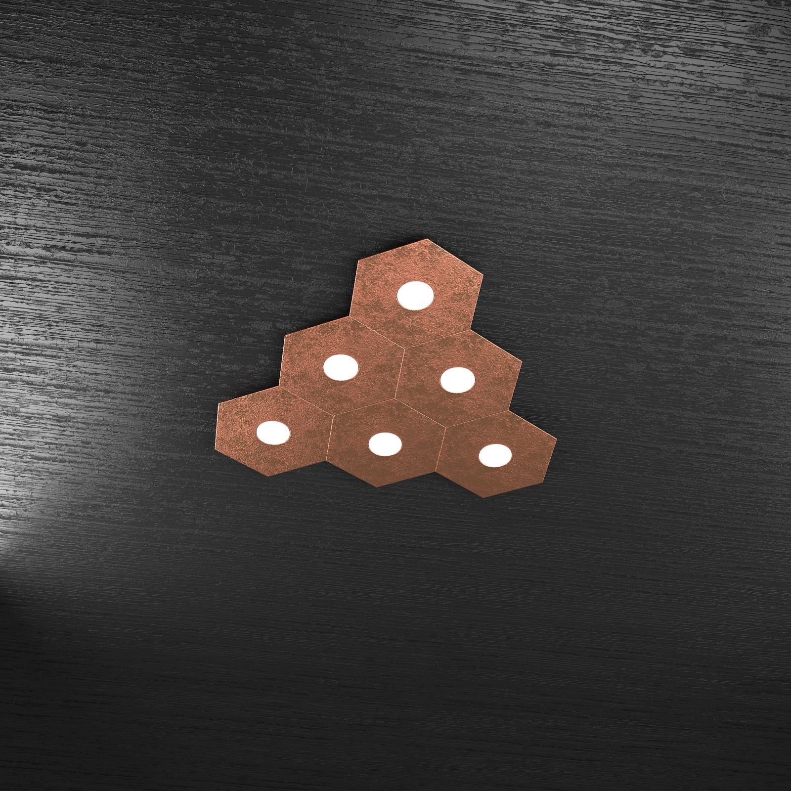 HEXAGON APPLIQUE-PLAFONIERA 6 LUCI FOGLIA RAME 1142-6L-FR