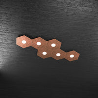 HEXAGON APPLIQUE-PLAFONIERA 6 LUCI FOGLIA RAME 1142-6L-FR