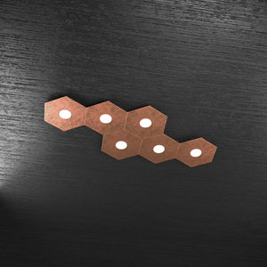 HEXAGON APPLIQUE-PLAFONIERA 6 LUCI FOGLIA RAME 1142-6L-FR