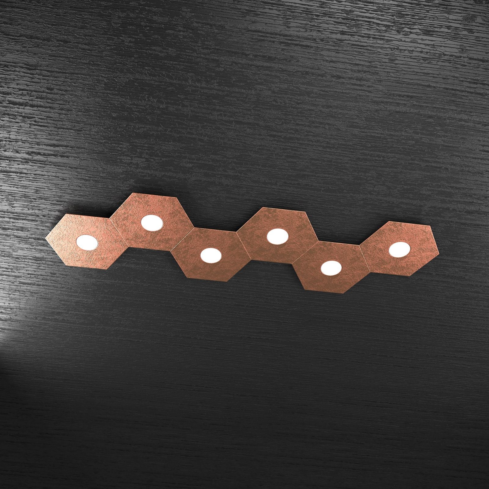 HEXAGON APPLIQUE-PLAFONIERA 6 LUCI FOGLIA RAME 1142-6L-FR