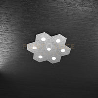 HEXAGON APPLIQUE-PLAFONIERA 7 LUCI FOGLIA ARGENTO 1142-7L-FA