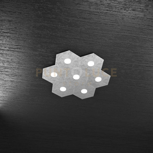 HEXAGON APPLIQUE-PLAFONIERA 7 LUCI FOGLIA ARGENTO 1142-7L-FA