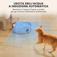 Fontanella per Gatto 7L con Luce LED e Tripla Filtrazione, in Acciaio Inox 304, 30.5x31.2x19.3 cm, Argento