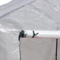 Serra da Giardino per Esterni in Acciaio e PE con 2 Scaffali e Porta Avvolgibile, 143x143x195 cm, Bianco