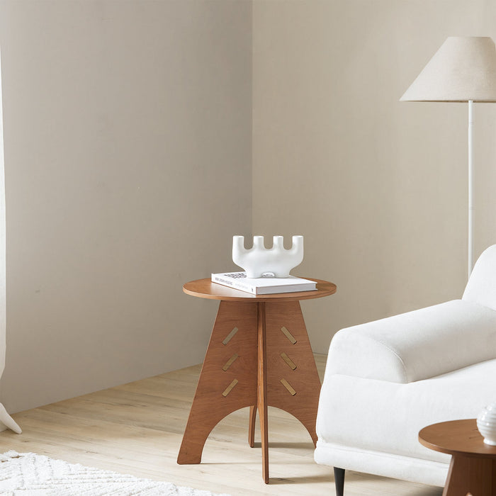 Tavolino Basso Da Salotto Tavolino Laterale Tavolino Da Soggiorno Marrone Φ46.5x54.5cm HFBT01-BR