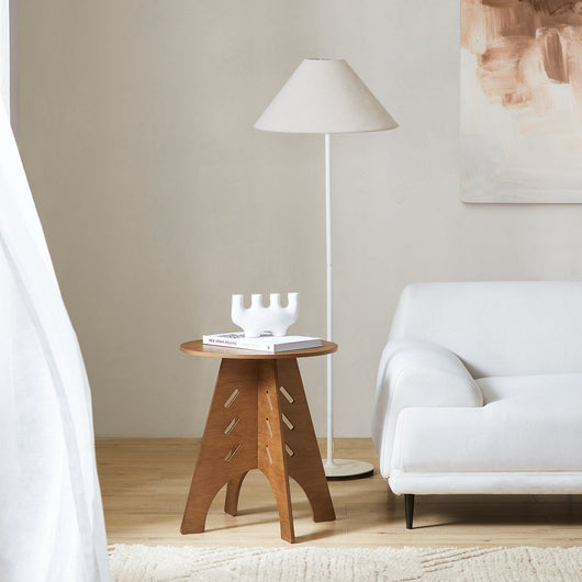 Tavolino Basso Da Salotto Tavolino Laterale Tavolino Da Soggiorno Marrone Φ46.5x54.5cm HFBT01-BR