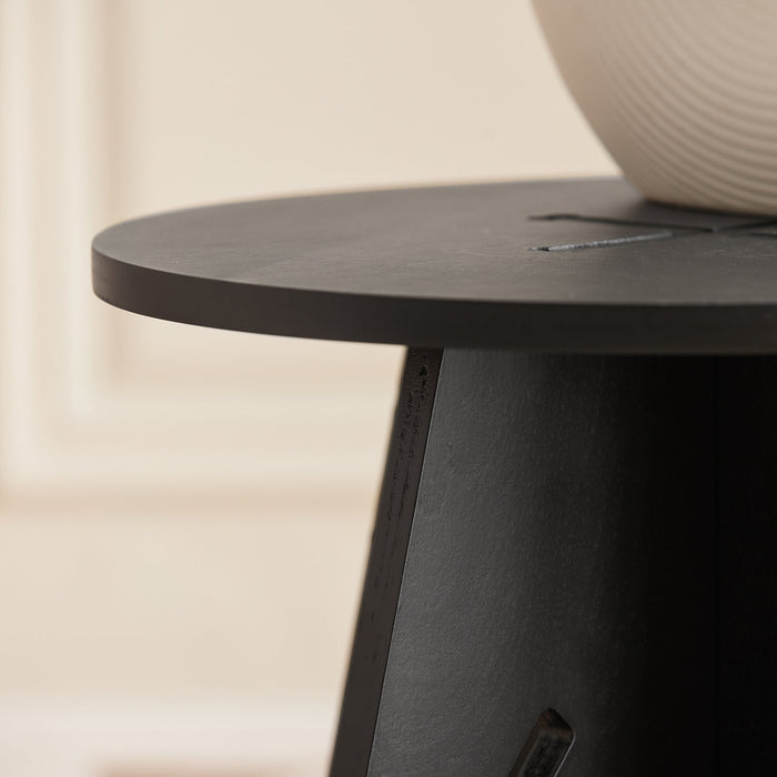Tavolino Basso Da Salotto Tavolino Laterale Tavolino Da Soggiorno Nero Φ30.5x54.5cm HFBT01-SCH