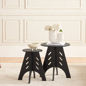 Tavolino Basso Da Salotto Tavolino Laterale Tavolino Da Soggiorno Nero Φ30.5x54.5cm HFBT01-SCH