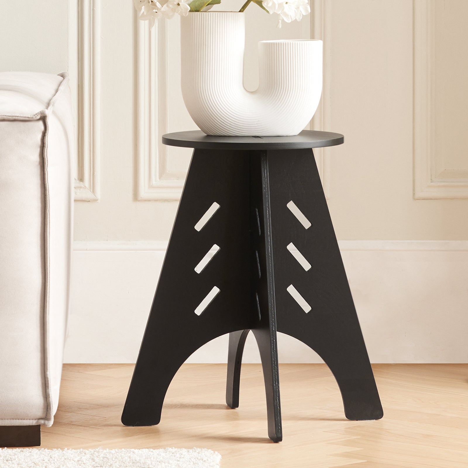 Tavolino Basso Da Salotto Tavolino Laterale Tavolino Da Soggiorno Nero Φ30.5x54.5cm HFBT01-SCH