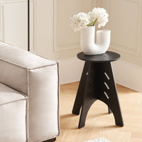 Tavolino Basso Da Salotto Tavolino Laterale Tavolino Da Soggiorno Nero Φ30.5x54.5cm HFBT01-SCH