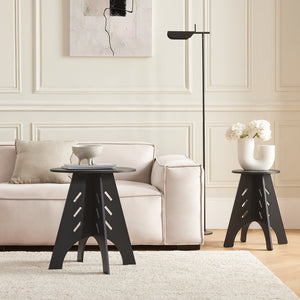 Tavolino Basso Da Salotto Tavolino Laterale Tavolino Da Soggiorno Nero Φ30.5x54.5cm HFBT01-SCH