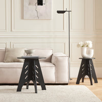 Tavolino Basso Da Salotto Tavolino Laterale Tavolino Da Soggiorno Nero Φ30.5x54.5cm HFBT01-SCH