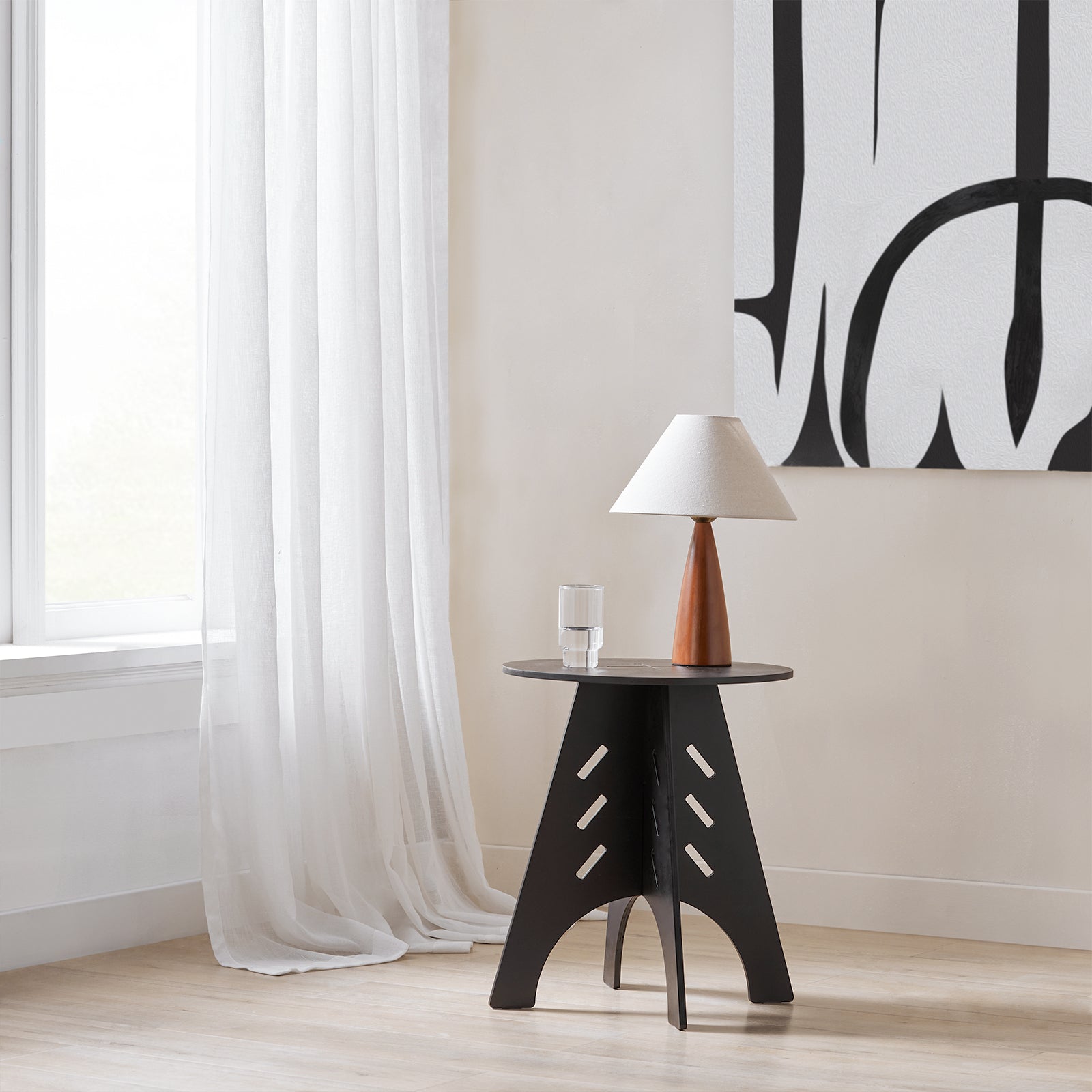 Tavolino Basso Da Salotto Tavolino Laterale Tavolino Da Soggiorno Nero Φ46.5x54.5cm HFBT01-SCH