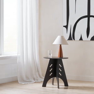 Tavolino Basso Da Salotto Tavolino Laterale Tavolino Da Soggiorno Nero Φ46.5x54.5cm HFBT01-SCH