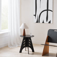 Tavolino Basso Da Salotto Tavolino Laterale Tavolino Da Soggiorno Nero Φ46.5x54.5cm HFBT01-SCH