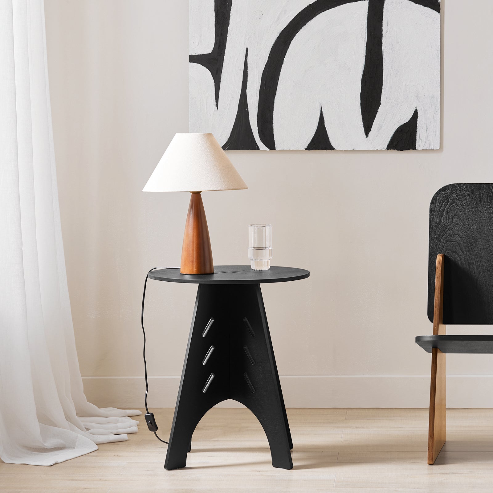 Tavolino Basso Da Salotto Tavolino Laterale Tavolino Da Soggiorno Nero Φ46.5x54.5cm HFBT01-SCH