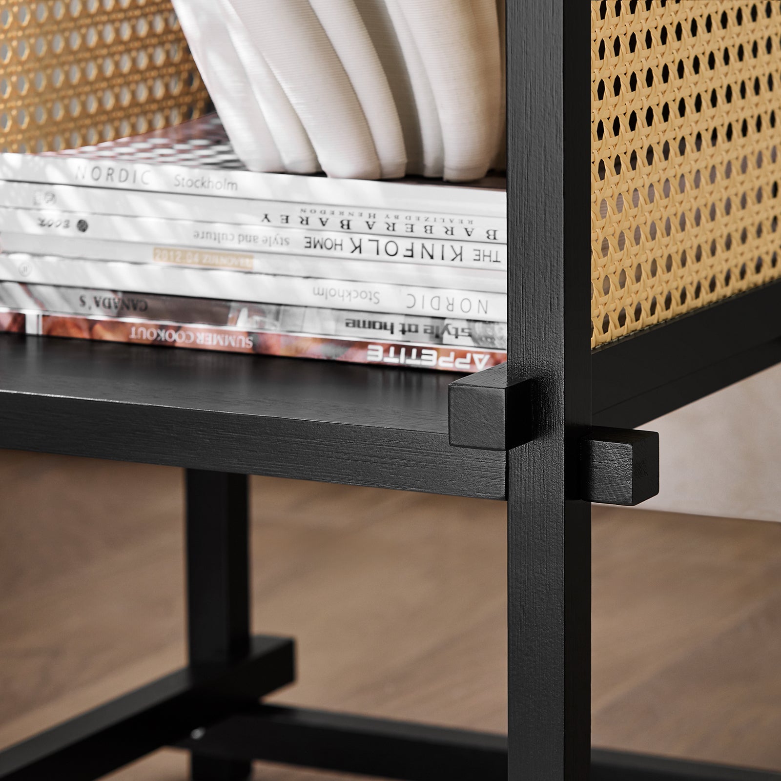 HFBT03-SCH - Tavolino da caffè, comodino, comodino, tavolino da balcone, tavolino da divano, colore nero, 40 x 60 x 40 cm