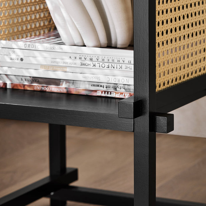 HFBT03-SCH - Tavolino da caffè, comodino, comodino, tavolino da balcone, tavolino da divano, colore nero, 40 x 60 x 40 cm