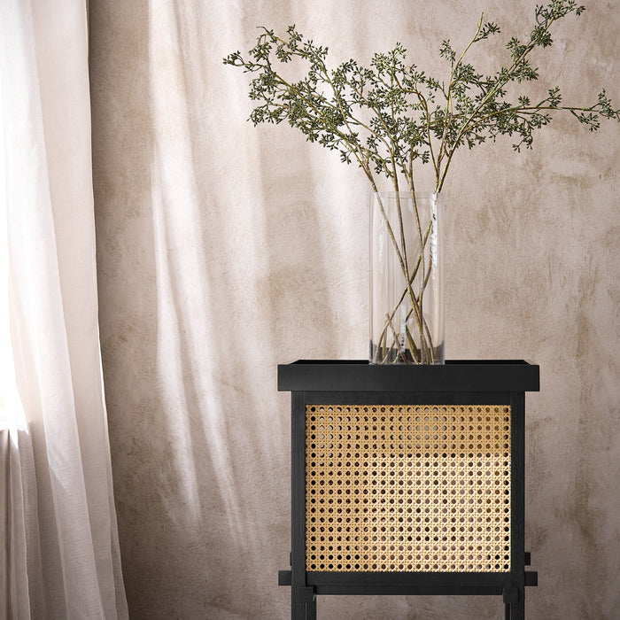 HFBT03-SCH - Tavolino da caffè, comodino, comodino, tavolino da balcone, tavolino da divano, colore nero, 40 x 60 x 40 cm