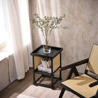 HFBT03-SCH - Tavolino da caffè, comodino, comodino, tavolino da balcone, tavolino da divano, colore nero, 40 x 60 x 40 cm