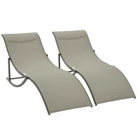 Set 2 Sdraio da Giardino Pieghevoli, Lettino Prendisole in Alluminio e Textilene, 61x165x63cm