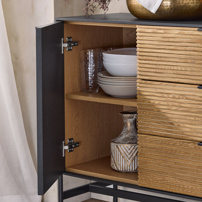 Credenza decorativa Consolle laterale stretta Nero 114x40x83cm HFSB02-SCH