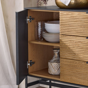 Credenza decorativa Consolle laterale stretta Nero 114x40x83cm HFSB02-SCH