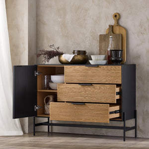 Credenza decorativa Consolle laterale stretta Nero 114x40x83cm HFSB02-SCH