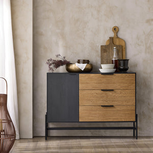 Credenza decorativa Consolle laterale stretta Nero 114x40x83cm HFSB02-SCH