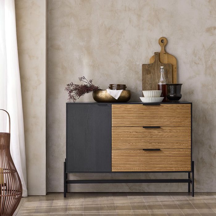 Credenza decorativa Consolle laterale stretta Nero 114x40x83cm HFSB02-SCH