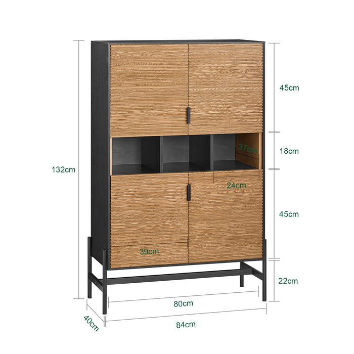 Credenza decorativa Consolle laterale stretta Nero 84x40x132cm HFSB03-SCH