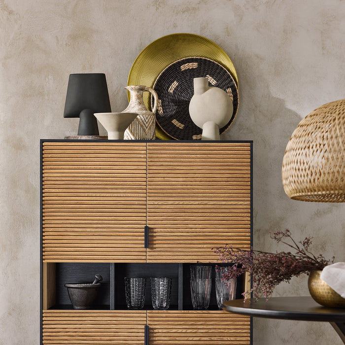 Credenza decorativa Consolle laterale stretta Nero 84x40x132cm HFSB03-SCH