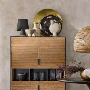 Credenza decorativa Consolle laterale stretta Nero 84x40x132cm HFSB03-SCH