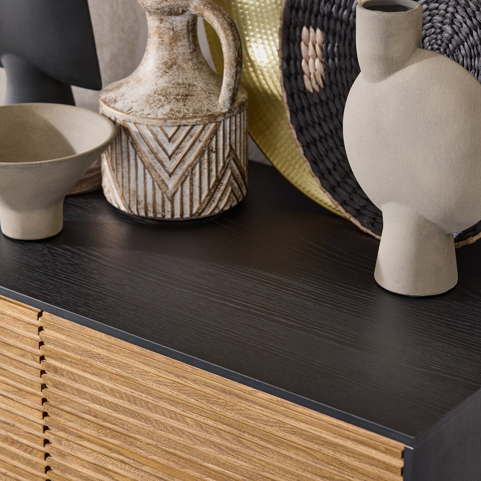 Credenza decorativa Consolle laterale stretta Nero 84x40x132cm HFSB03-SCH