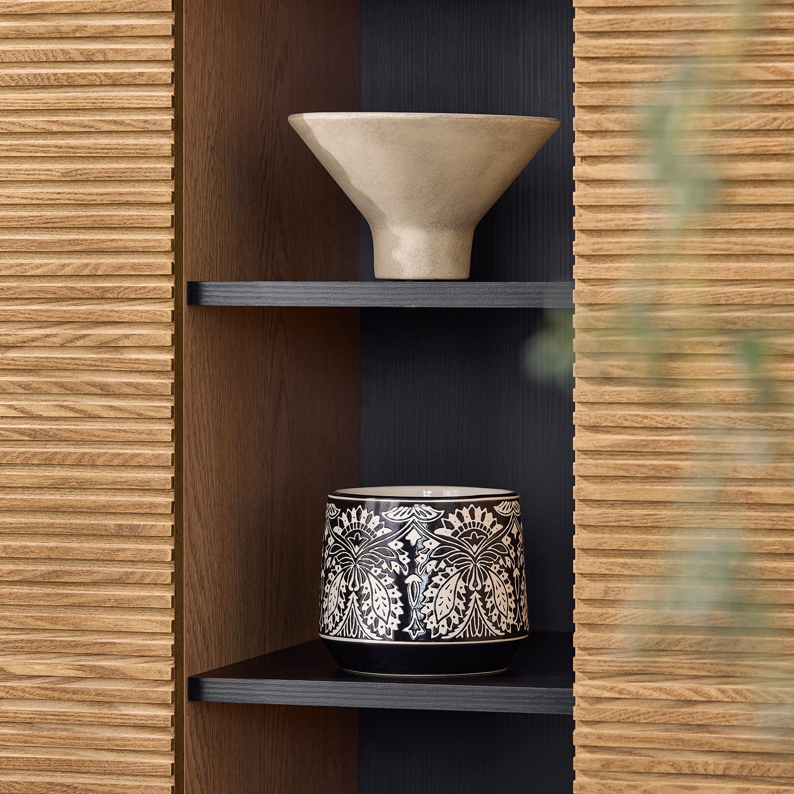 Credenza decorativa Consolle laterale stretta Nero 92x40x119cm HFSB04-SCH