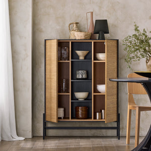 Credenza decorativa Consolle laterale stretta Nero 92x40x119cm HFSB04-SCH