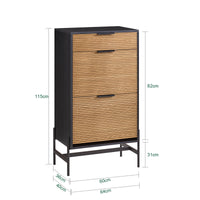 SoBuy Scarpiera da ingresso Cassettiera con 1 cassetto e 2 ribalte per ingresso, corridoio e soggiorno Nero 64x40x115 cm HFSR03-SCH