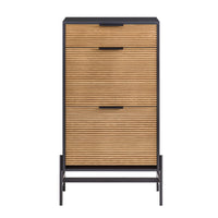 SoBuy Scarpiera da ingresso Cassettiera con 1 cassetto e 2 ribalte per ingresso, corridoio e soggiorno Nero 64x40x115 cm HFSR03-SCH