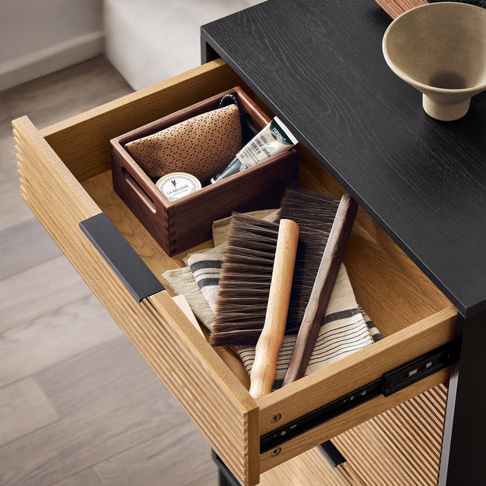 SoBuy Scarpiera da ingresso Cassettiera con 1 cassetto e 2 ribalte per ingresso, corridoio e soggiorno Nero 64x40x115 cm HFSR03-SCH