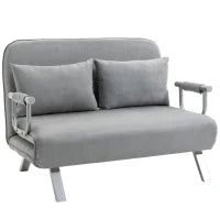 Divano Letto Singolo in Finta Pelle con Seduta Regolabile in 5 Posizioni, 105x80x78 cm, Grigio Chiaro
