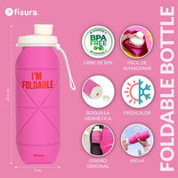Bottiglia pieghevole con scritta "I'm foldable"