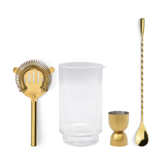 Set di Attrezzi da Bar Renley - Jigger, Colino, Cucchiaio e Bicchiere  - Oro
