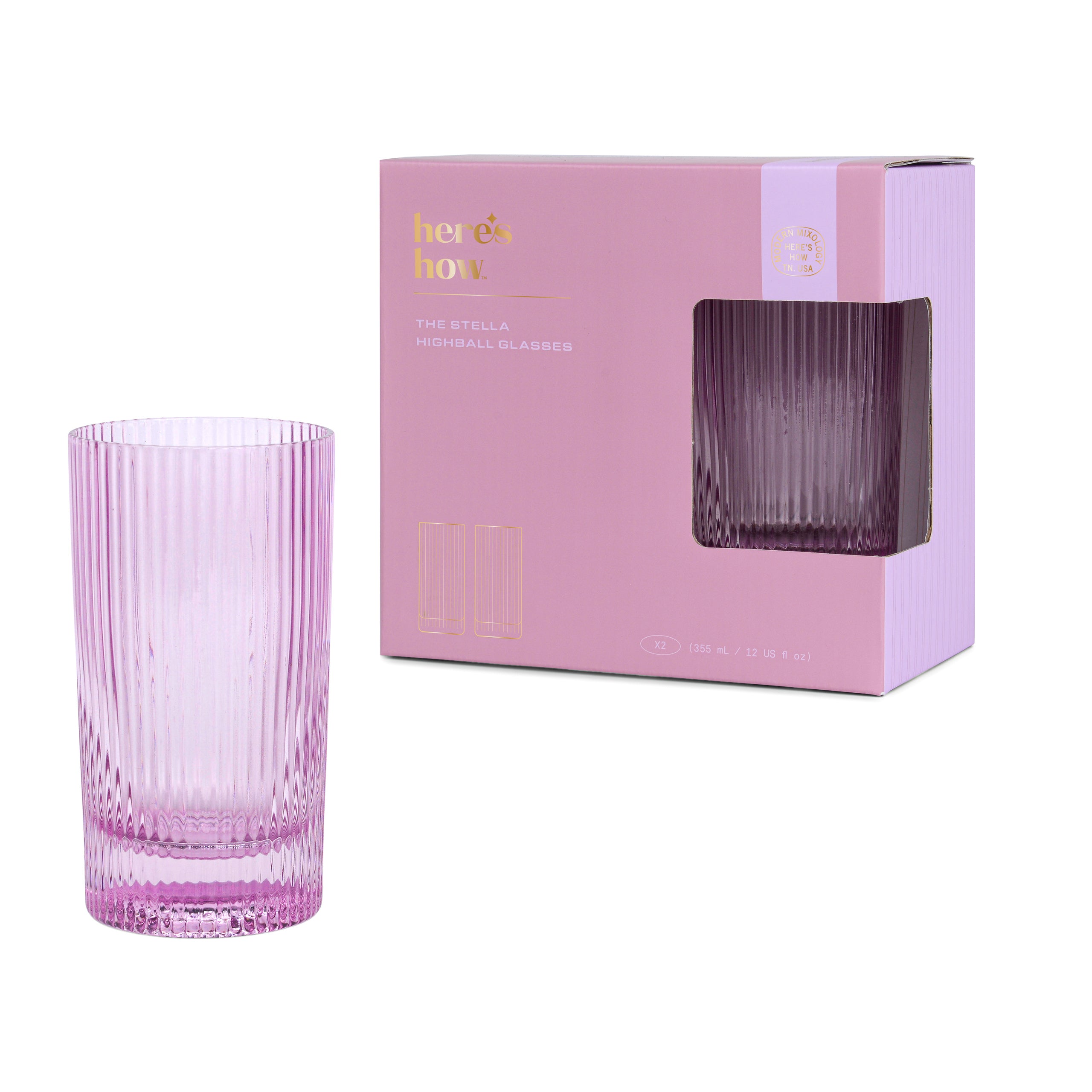 Bicchieri Highball in Vetro The Stella - Set da 2 - Lilla