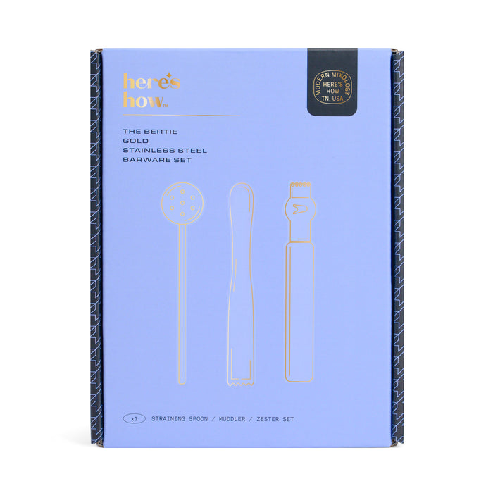 The Bertie Barware Set - Set Bar 3pz Acciaio Inossidabile Dorato