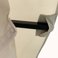 Gazebo da Giardino con Zanzariera, Tetto a 2 Livelli e Struttura in Metallo, 3.7x3m, Beige