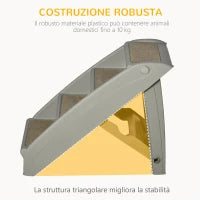 Scaletta per Cani Pieghevole con 4 Gradini Antiscivolo, Scaletta per Animali da 10kg max, 62x38x49.5 cm, Grigio