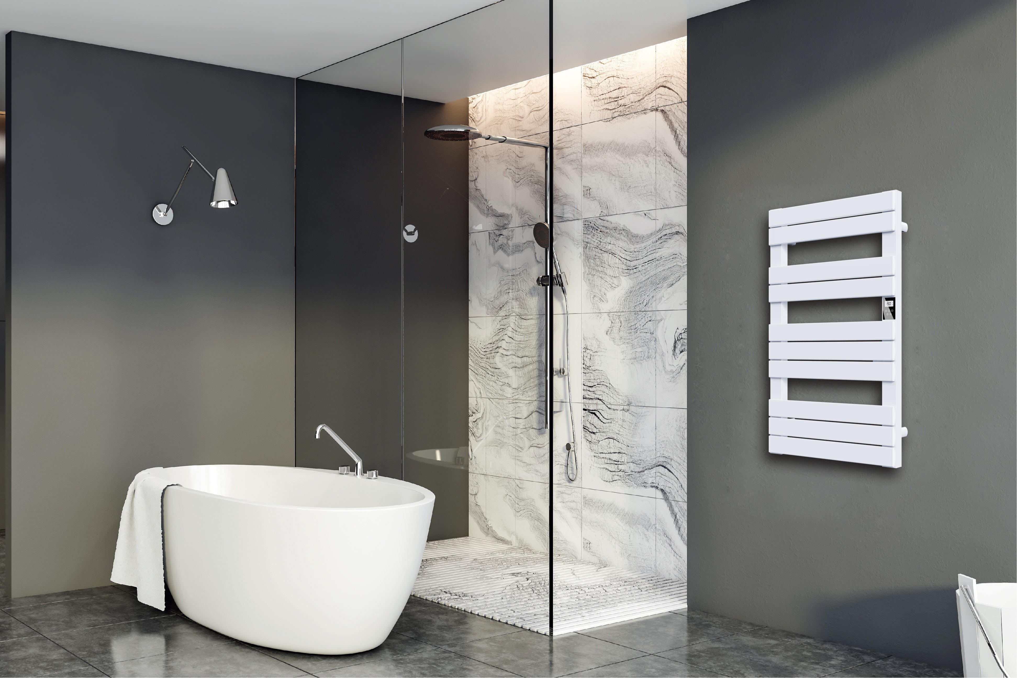 Scaldasalviette elettrico senza liquidi 500W H.101xL60cm HANAE bianco